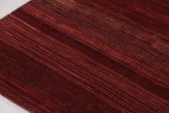 Rug & Kilim’s Modern Textural Rug, Rich Ruby Red Tone-on-Tone Striae