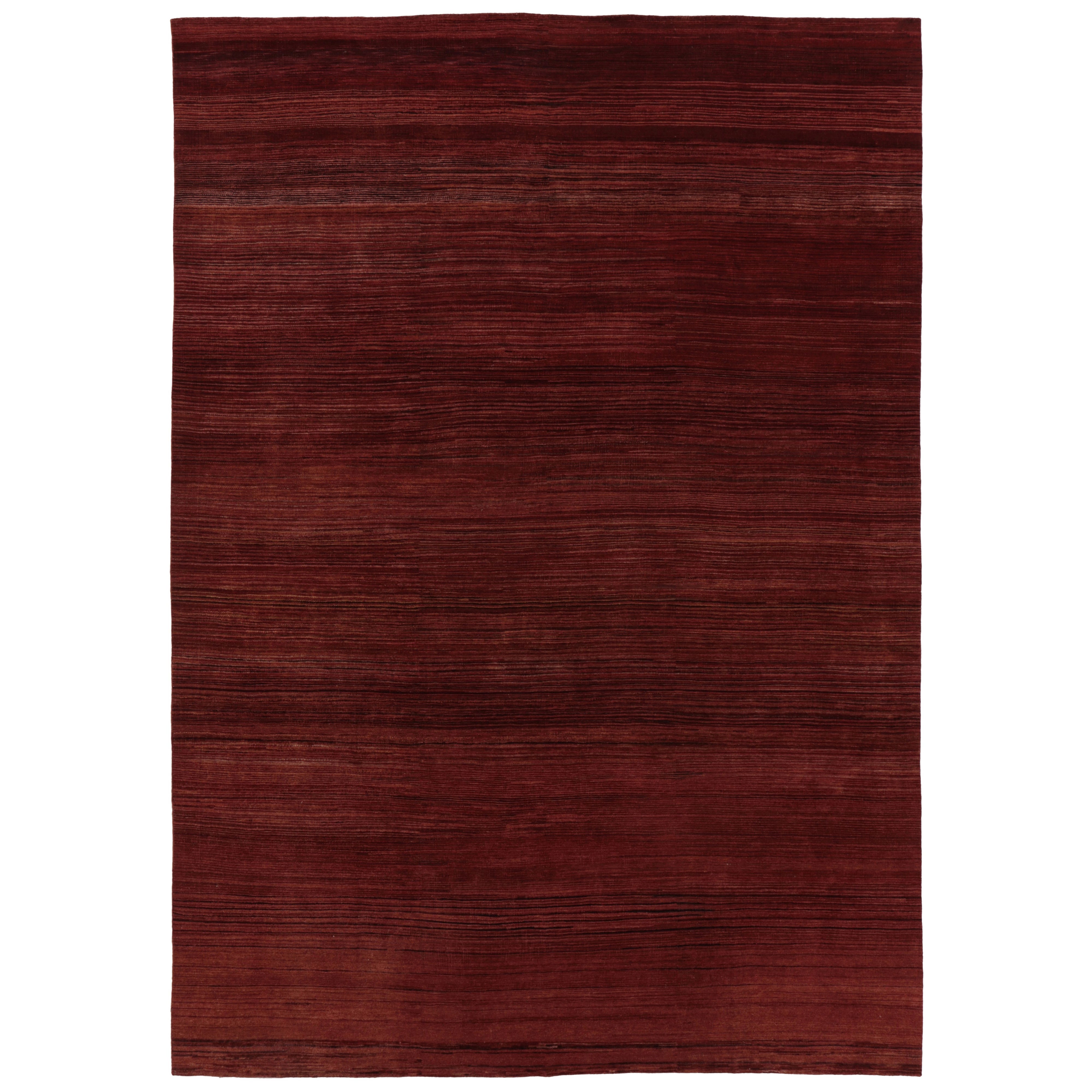 Rug 
Kilim’s Modern Textural Rug, Rich Ruby Red Tone-on-Tone Striae