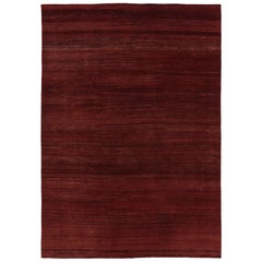 Rug 
Kilim’s Modern Textural Rug, Rich Ruby Red Tone-on-Tone Striae