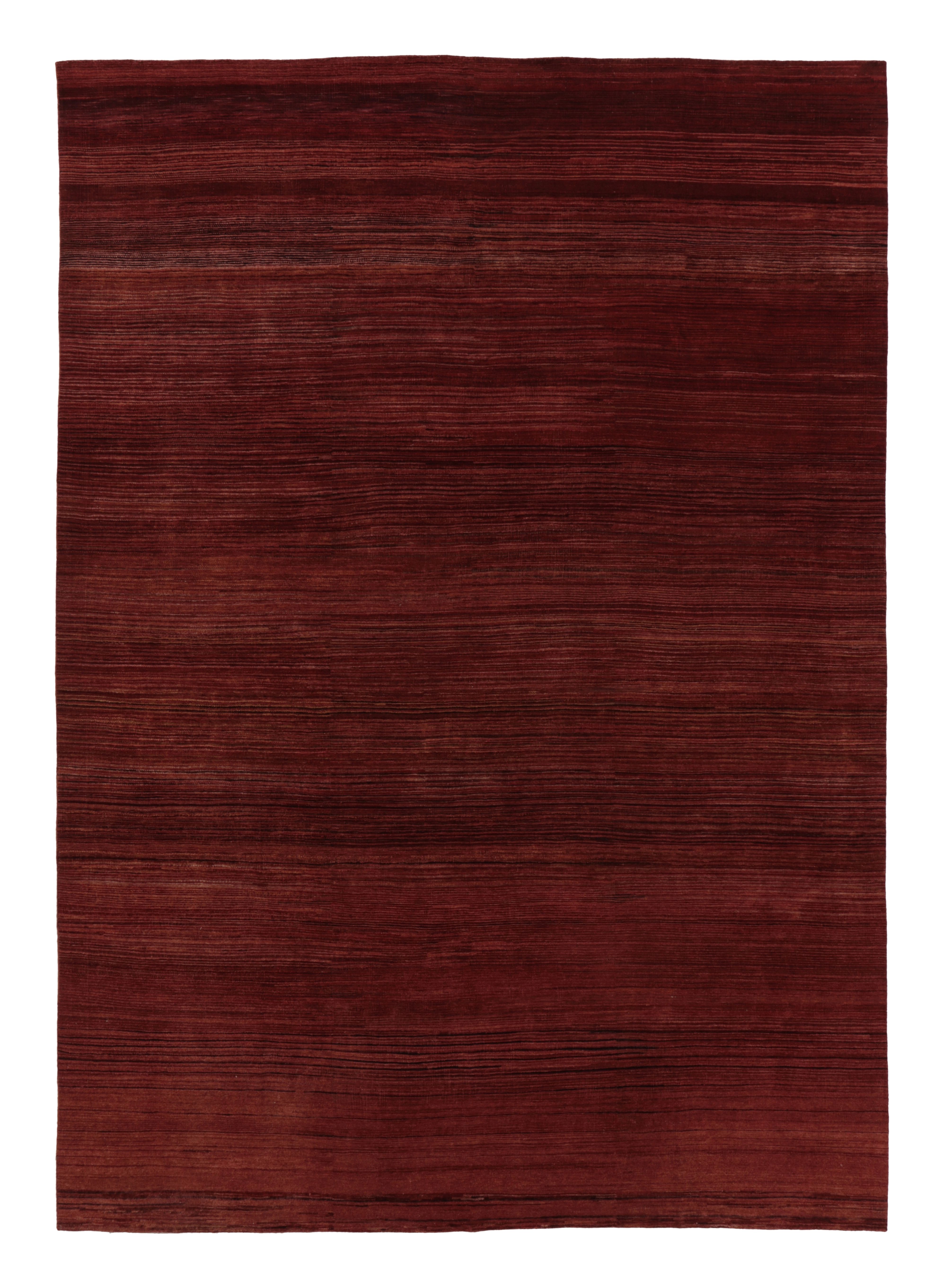 Rug 
Kilim’s Modern Textural Rug, Rich Ruby Red Tone-on-Tone Striae