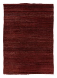 Rug 
Kilim’s Modern Textural Rug, Rich Ruby Red Tone-on-Tone Striae