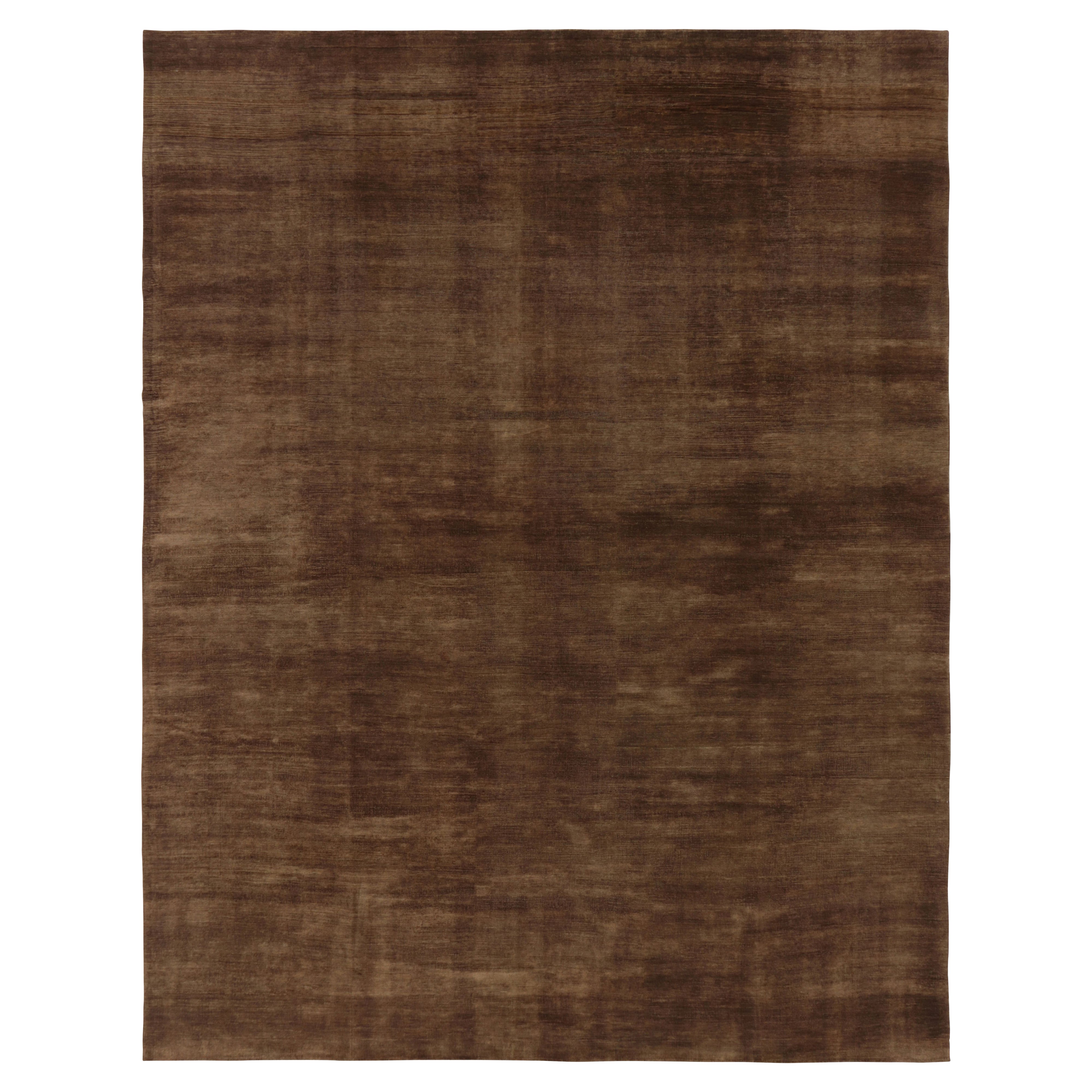 Rug 
Kilim’s Modern Textural Rug, Rich Tone-on-Tone Brown with Gold Accents