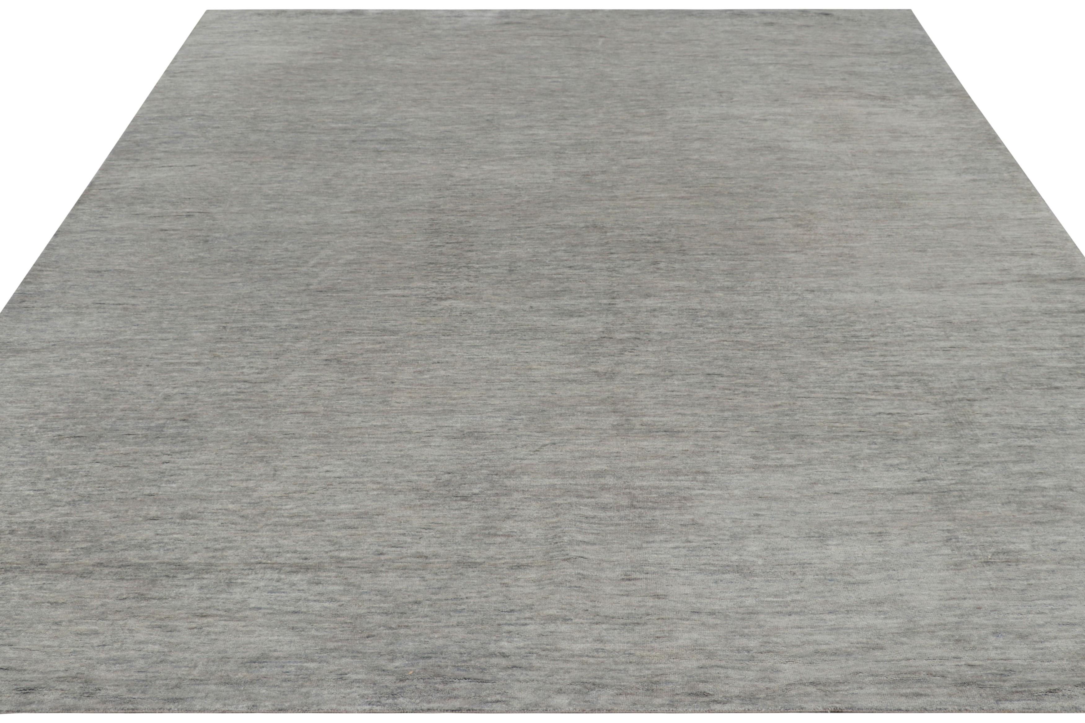 Noué à la main Rug & Kilim's Modern Modern Textural Rug with Gray Striae (tapis texturé moderne avec des rayures grises) en vente