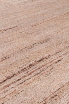 Rug & Kilim’s Modern Textural Rug with Peach Pink and Beige Tones and Striae