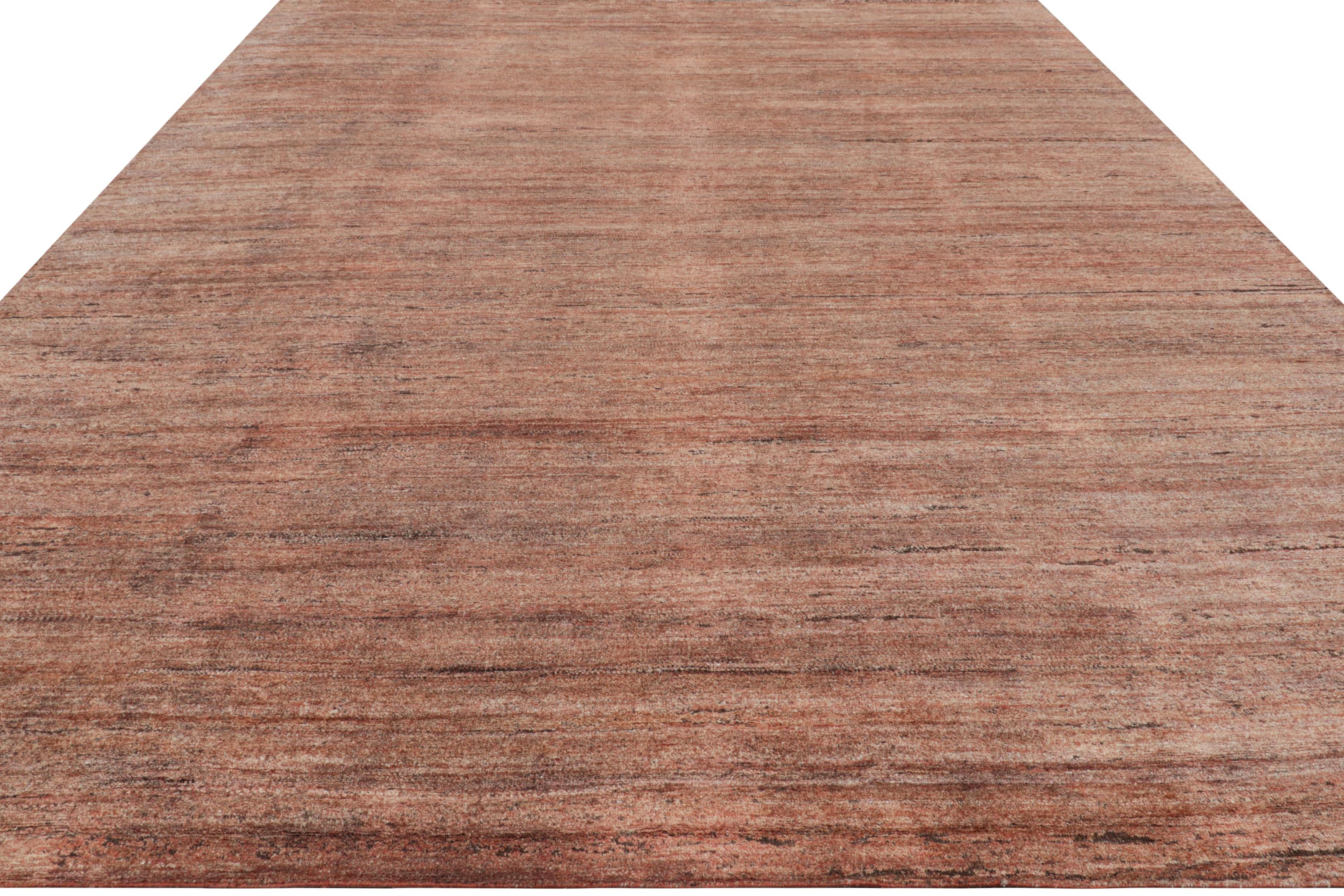 Hand-Knotted Rug & Kilim’s Modern Textural Rug with Peach Pink and Beige Tones and Striae For Sale