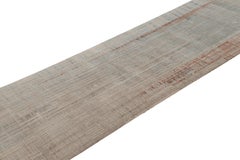 Rug & Kilim’s Modern Textural Runner in Beige & Blue Geometric Stripes & Striae
