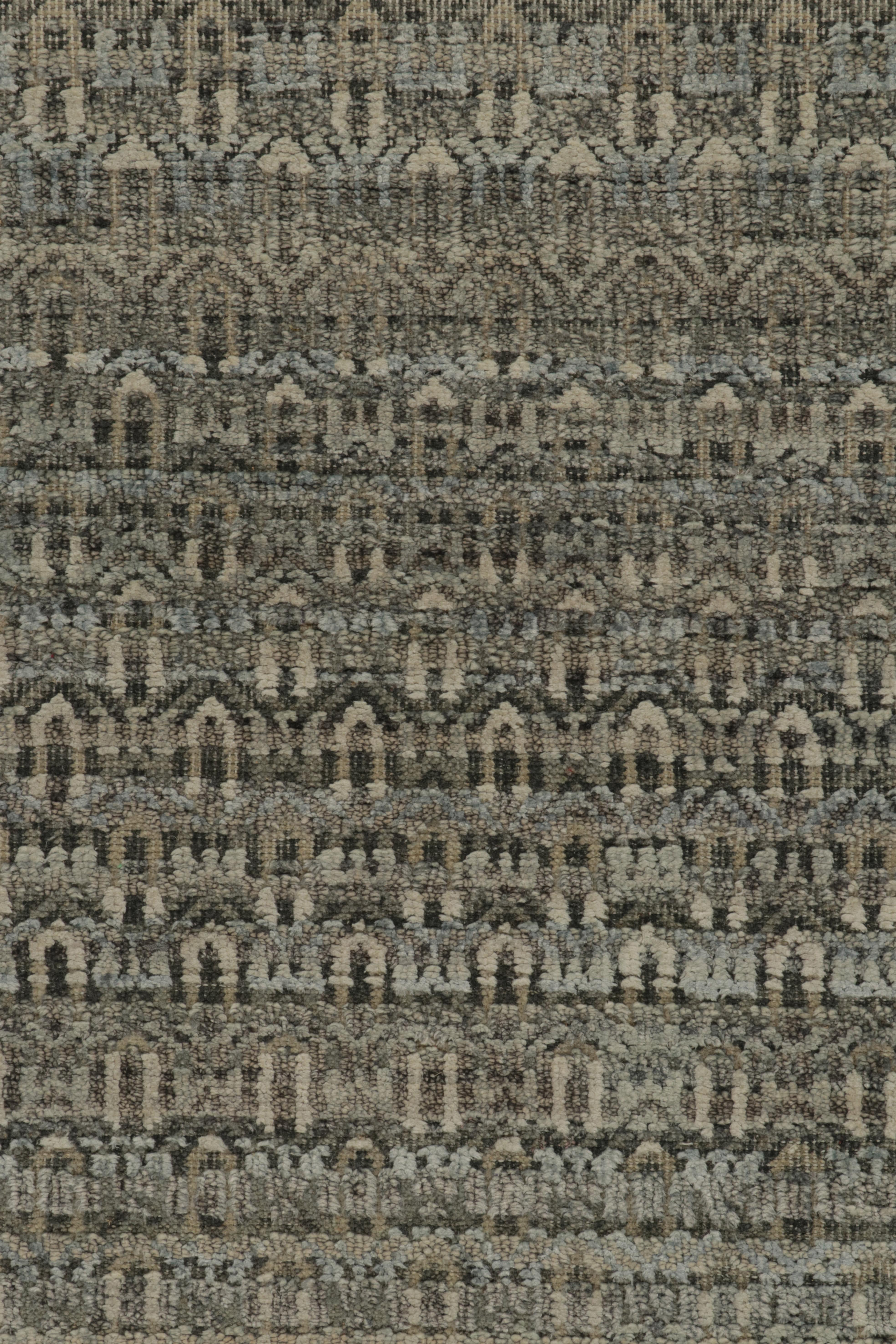 Moderner strukturierter Teppich & Kilims-Läufer in Beige, Weiß & Blau mit geometrischem Muster (21. Jahrhundert und zeitgenössisch) im Angebot