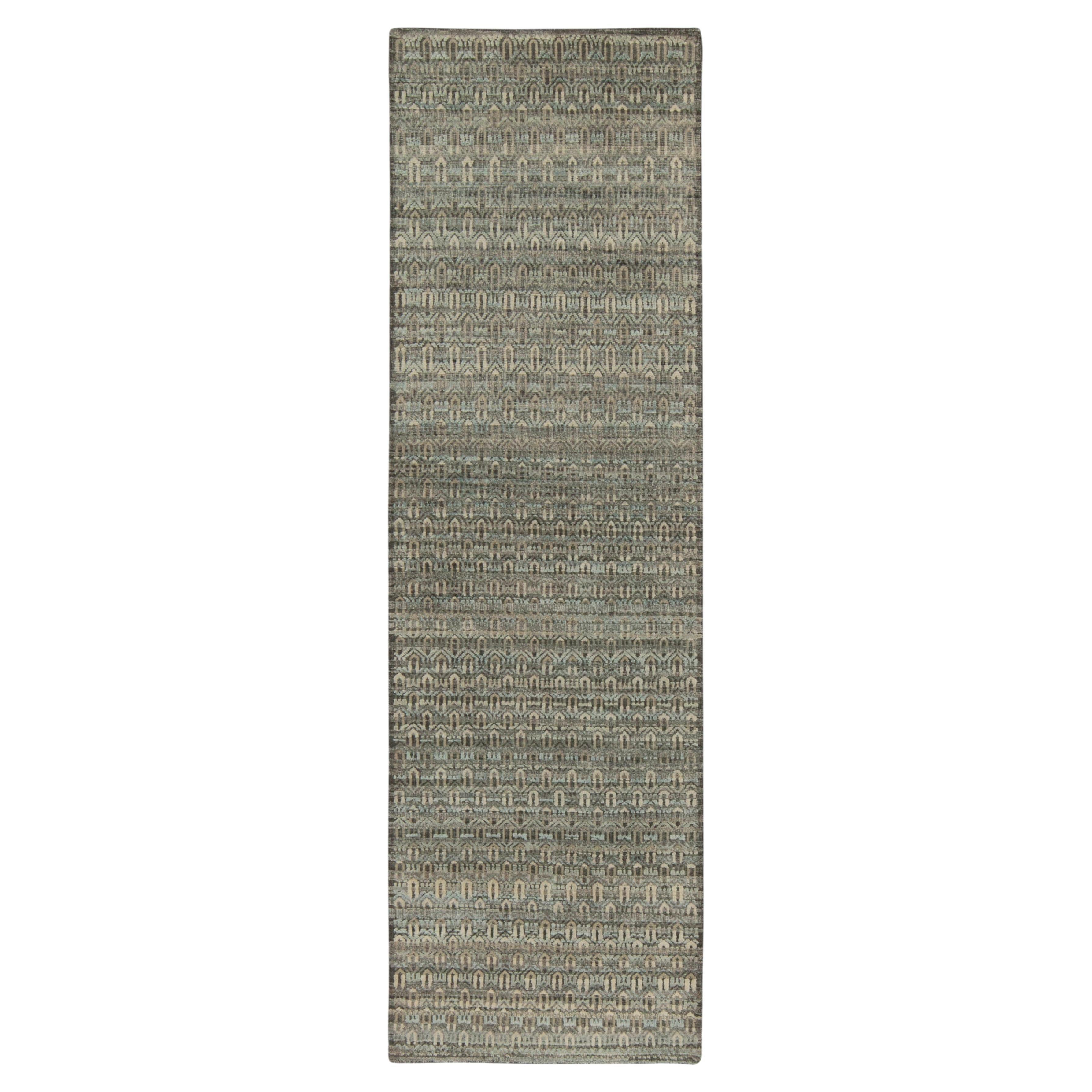 Alfombra de textura moderna Rug & Kilim en estampado geométrico beige, blanco y azul