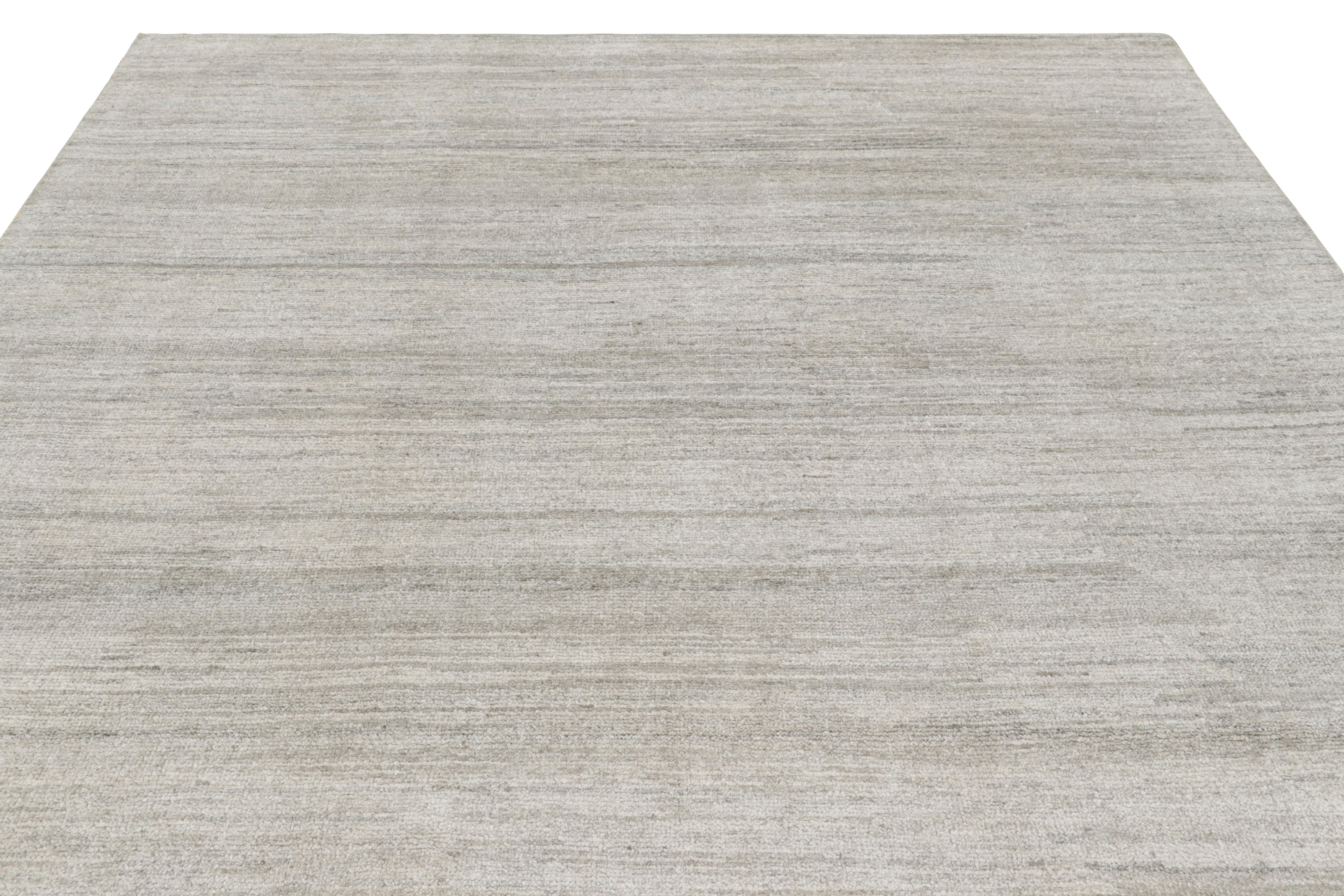 Rug & Kilim's Modern Textural Square Rug in silber-grauen Tönen (Indisch) im Angebot