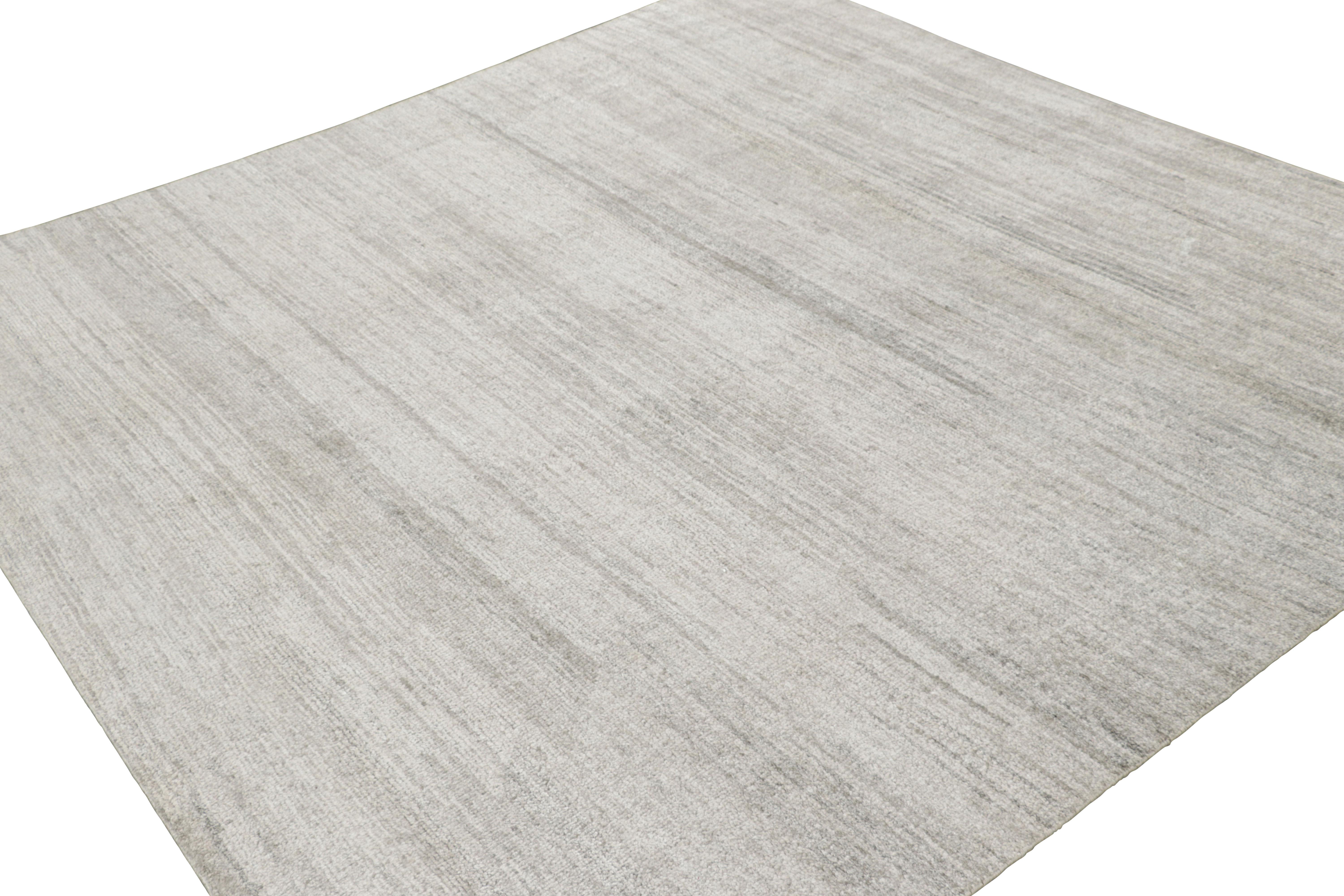 Rug & Kilim's Modern Textural Square Rug in silber-grauen Tönen (Handgeknüpft) im Angebot