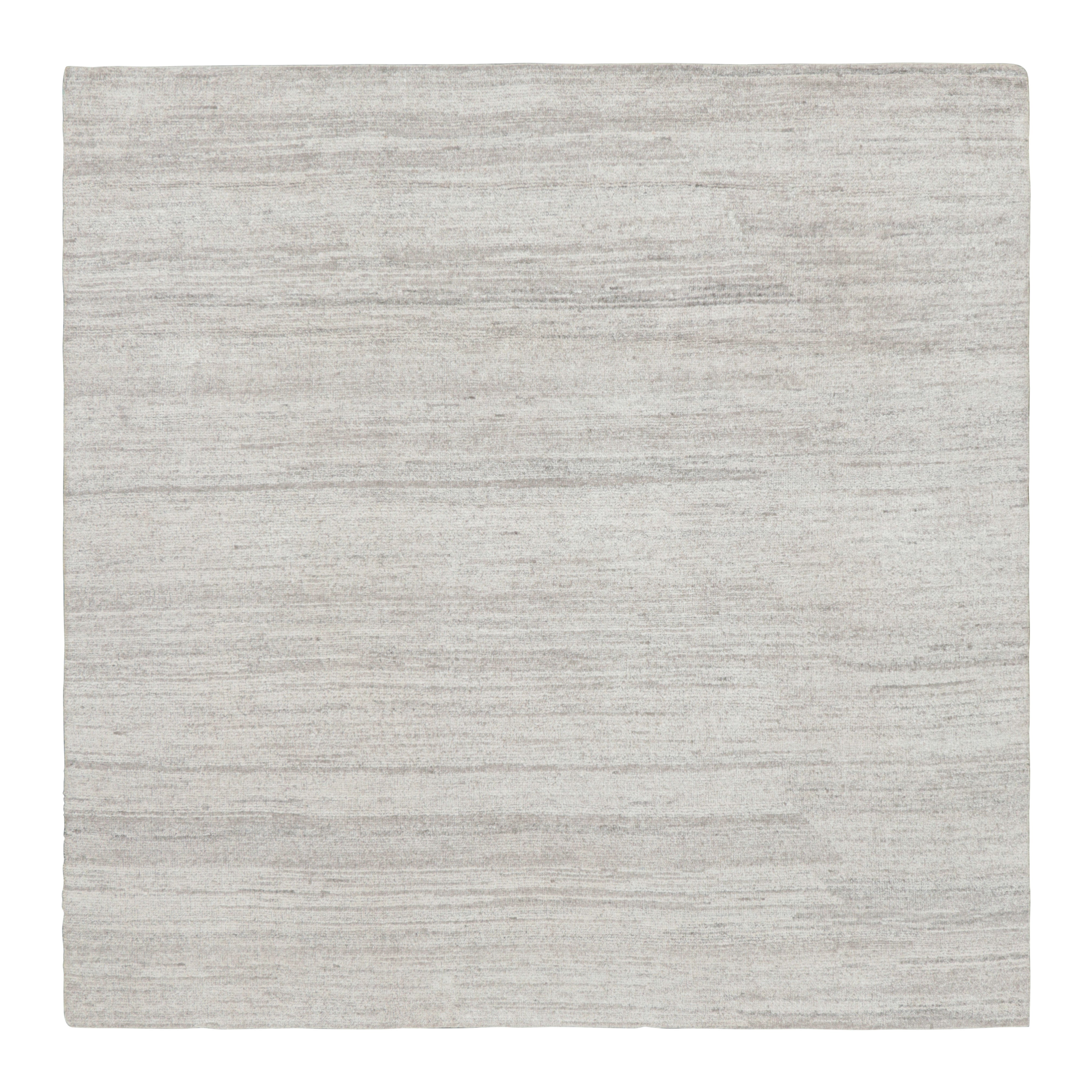 Rug & Kilim’s Modern Textural Square Rug in Silver-Gray Tones
