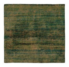 Rug 
Kilim’s Modern Textural Square Rug, Warm Tone-on-Tone Green and Gold