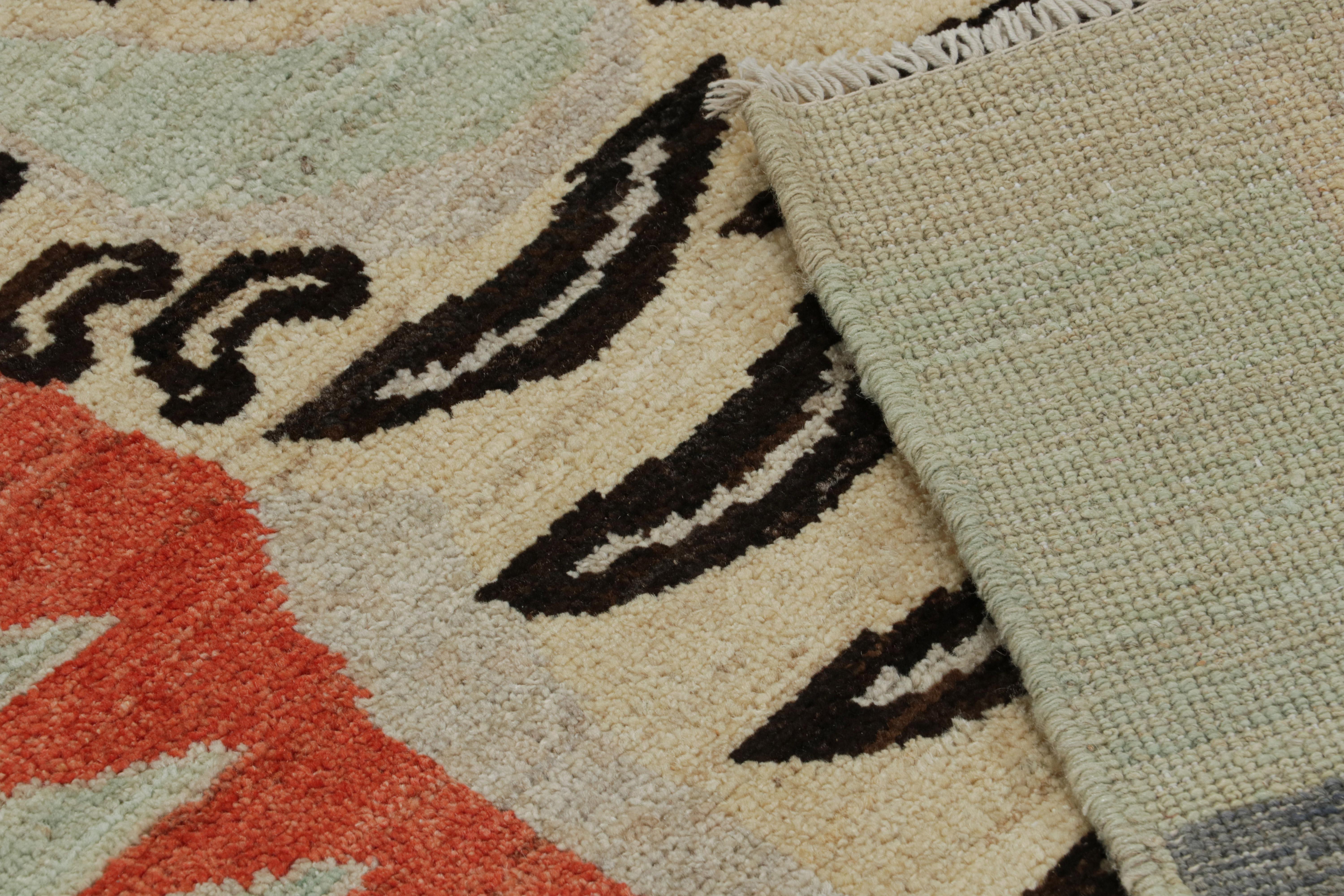 Wool Rug & Kilim’s Modern Tibetan Tiger Skin Pictorial Runner Rug