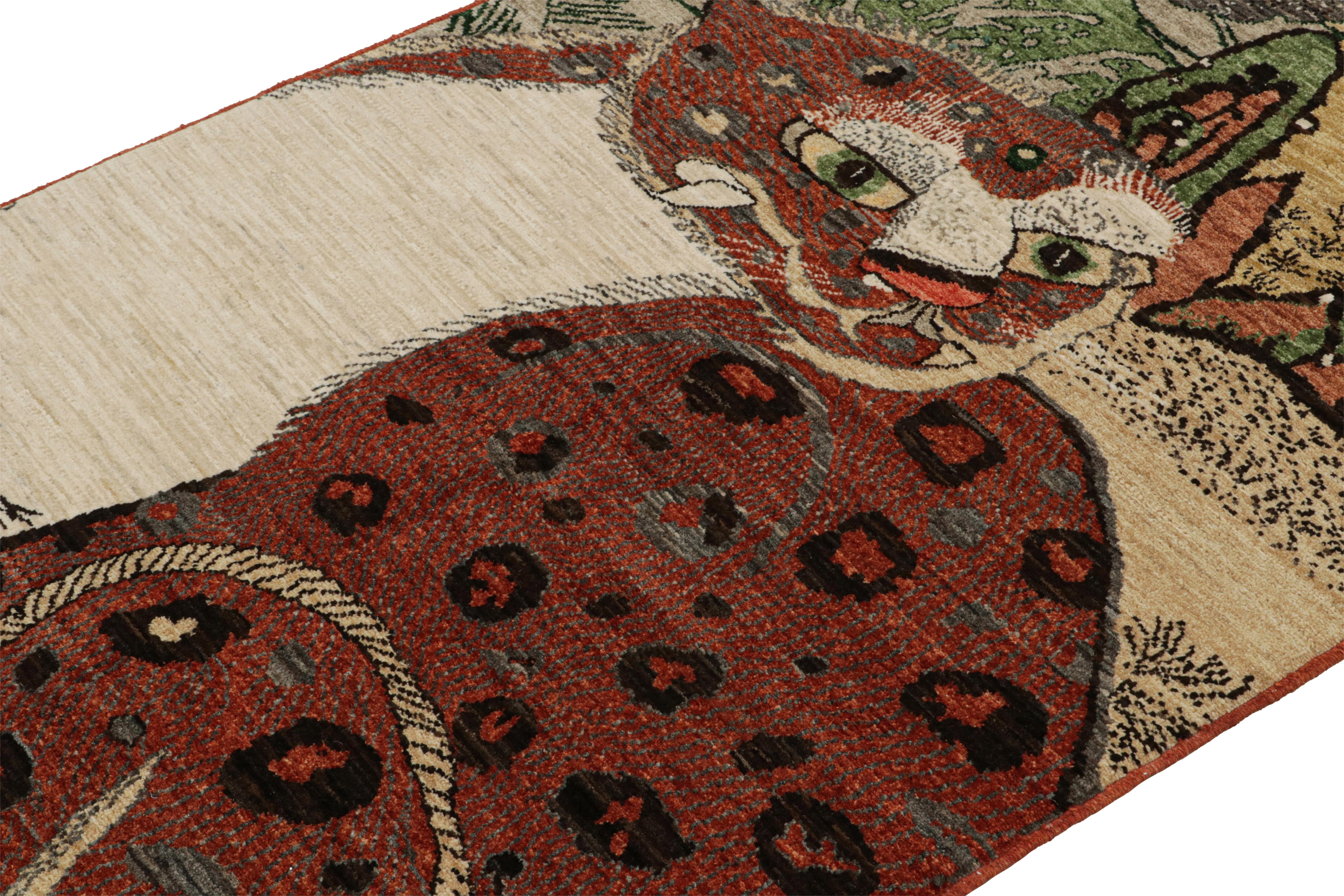 Hand-Knotted Rug & Kilim’s Modern “Tiger” Pictorial Polychromatic Rug  For Sale