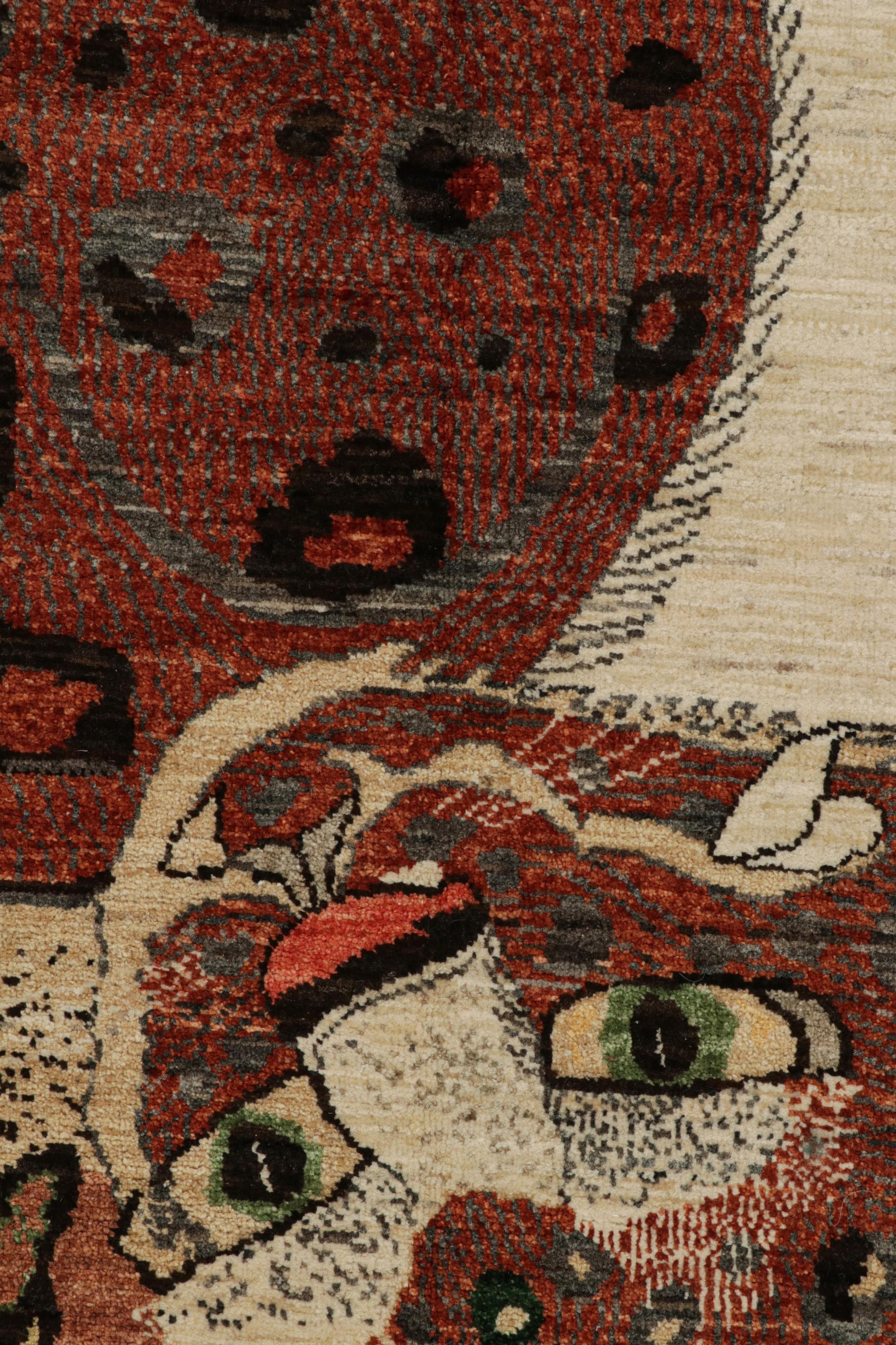 Contemporary Rug & Kilim’s Modern “Tiger” Pictorial Polychromatic Rug  For Sale