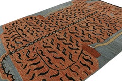 Rug & Kilim’s Modern Tiger Pictorial Rug Design in Burnt Orange and Blue