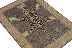 Rug & Kilim’s Modern Tiger Skin Accent Pictorial Rug in Gray, Beige and Black
