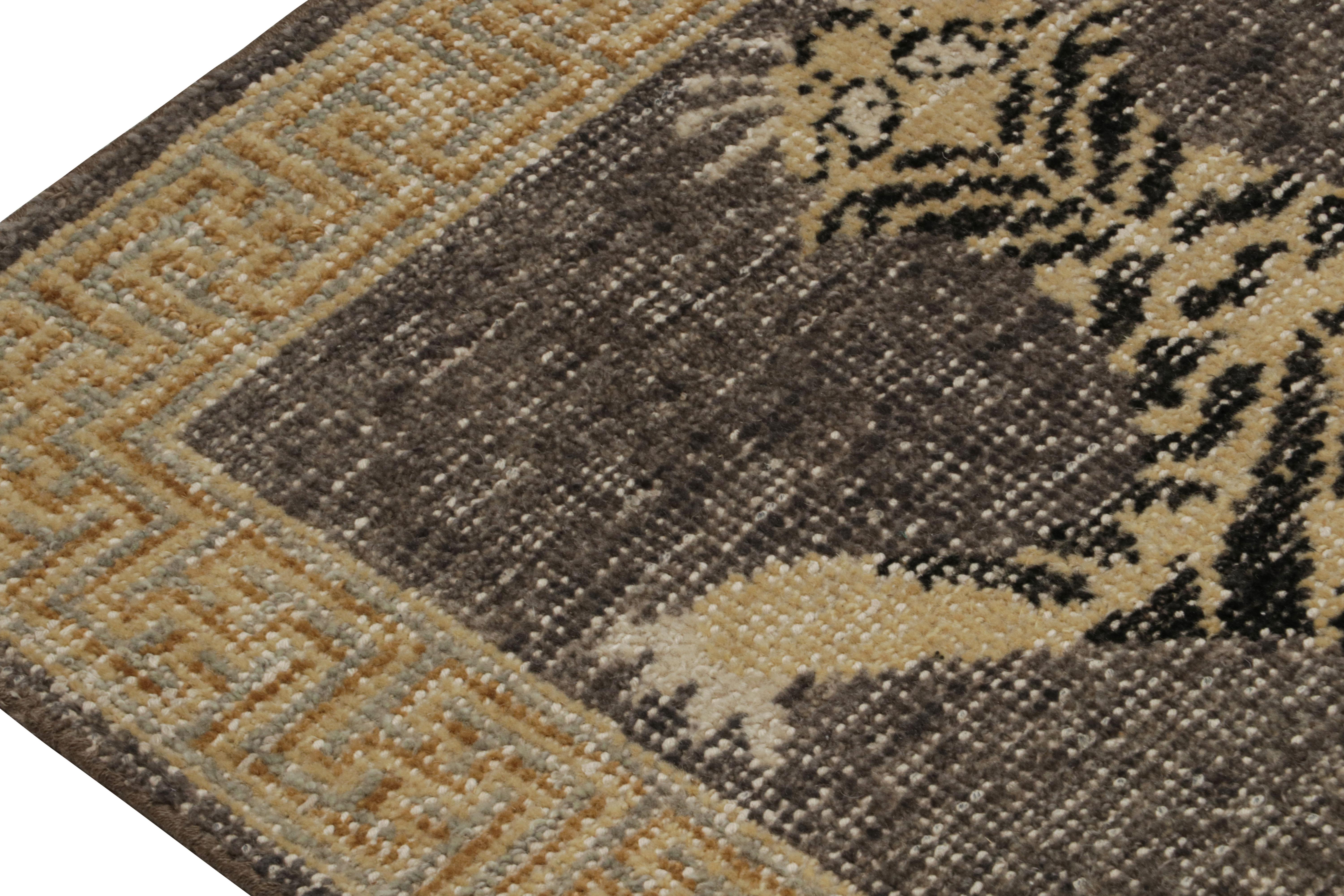 Annodato a mano Rug & Kilim - Tappeto pittorico moderno in pelle di tigre in grigio, beige e nero in vendita