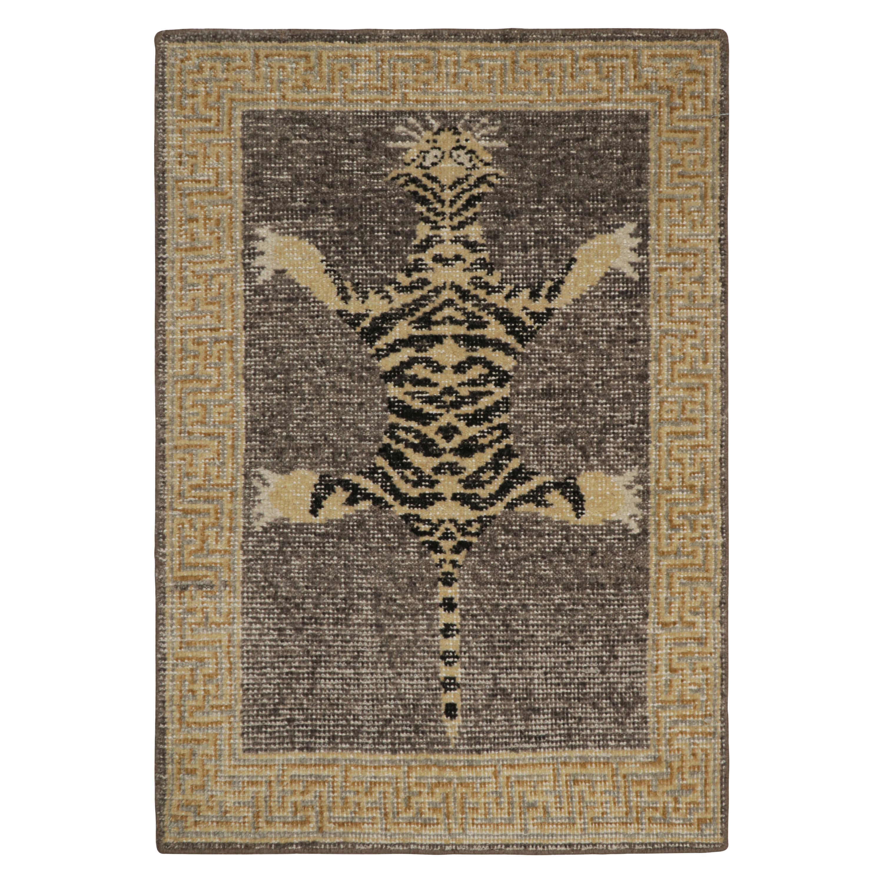 Rug
Kilim - Tappeto pittorico moderno in pelle di tigre in grigio, beige e nero