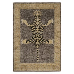 Rug
Kilim - Tappeto pittorico moderno in pelle di tigre in grigio, beige e nero
