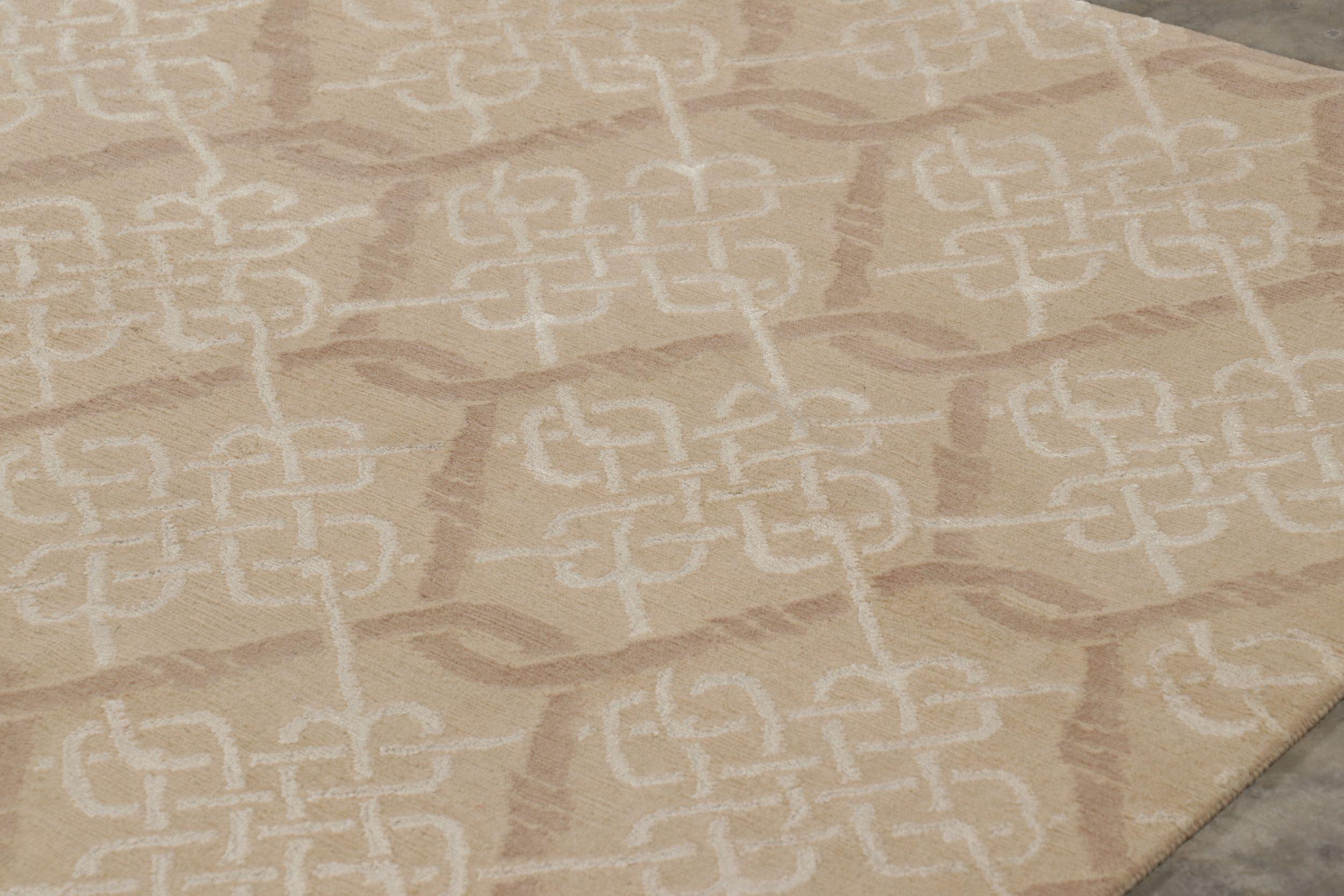 Rug & Kilim's Modern Transitional Geometric Beige-Brown Rug (Wolle) im Angebot