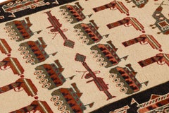Rug & Kilim’s Modern Tribal Rug in Beige with War Pictorials