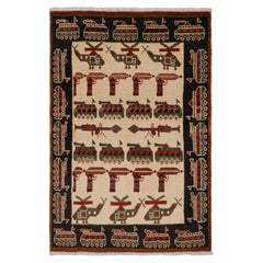Rug & Kilim’s Modern Tribal Rug in Beige with War Pictorials