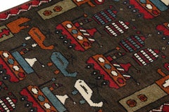 Rug & Kilim’s Modern Tribal Rug in Brown with Helicopters and Tank Pictorials
