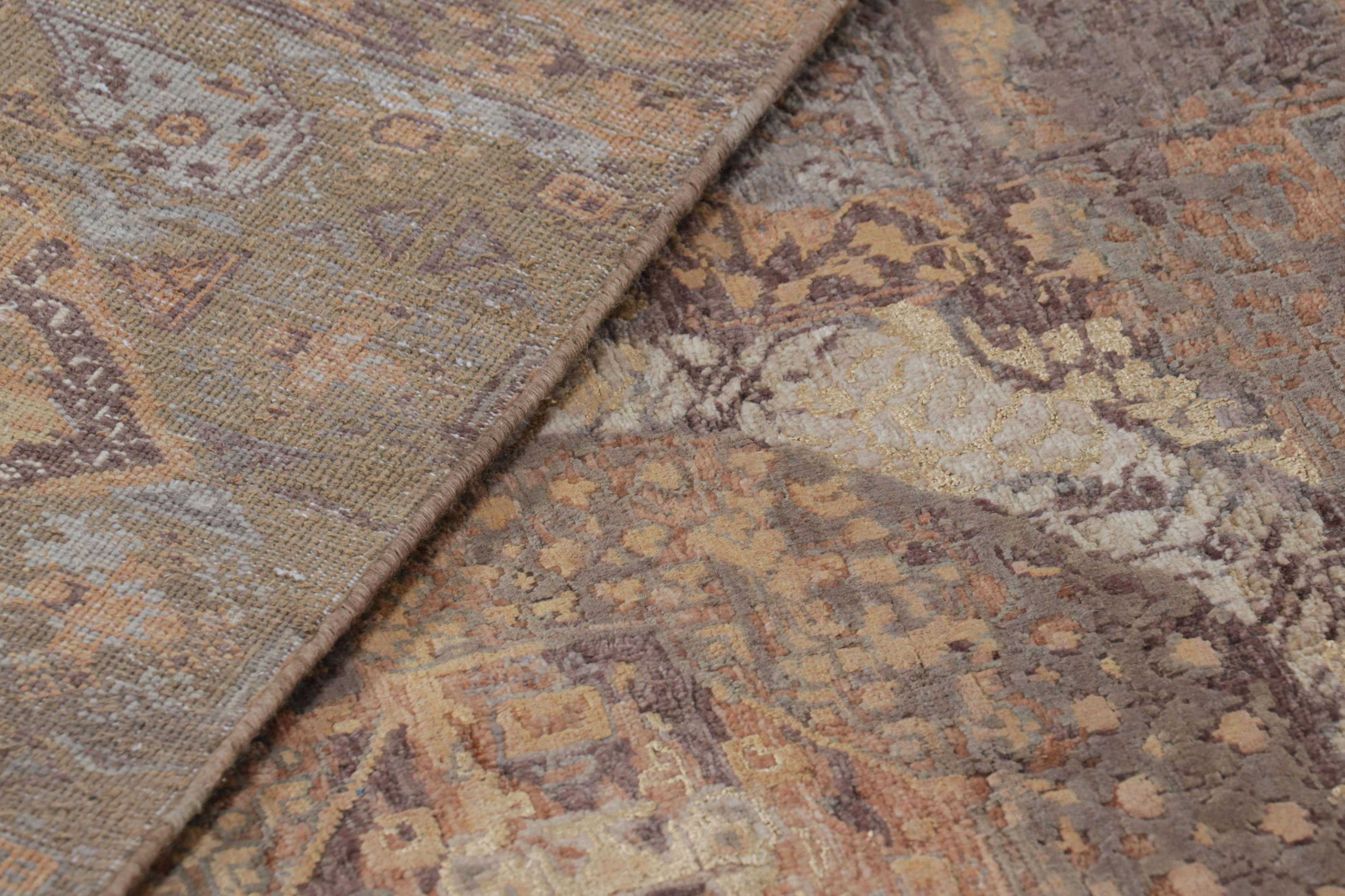 Rug & Kilim's Mogul Style Rug in Beige-Brown and Gold Medallions For Sale 1