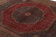 Rug & Kilim’s Mogul Style Rug in Teal and Red Medallion and Floral Patterns