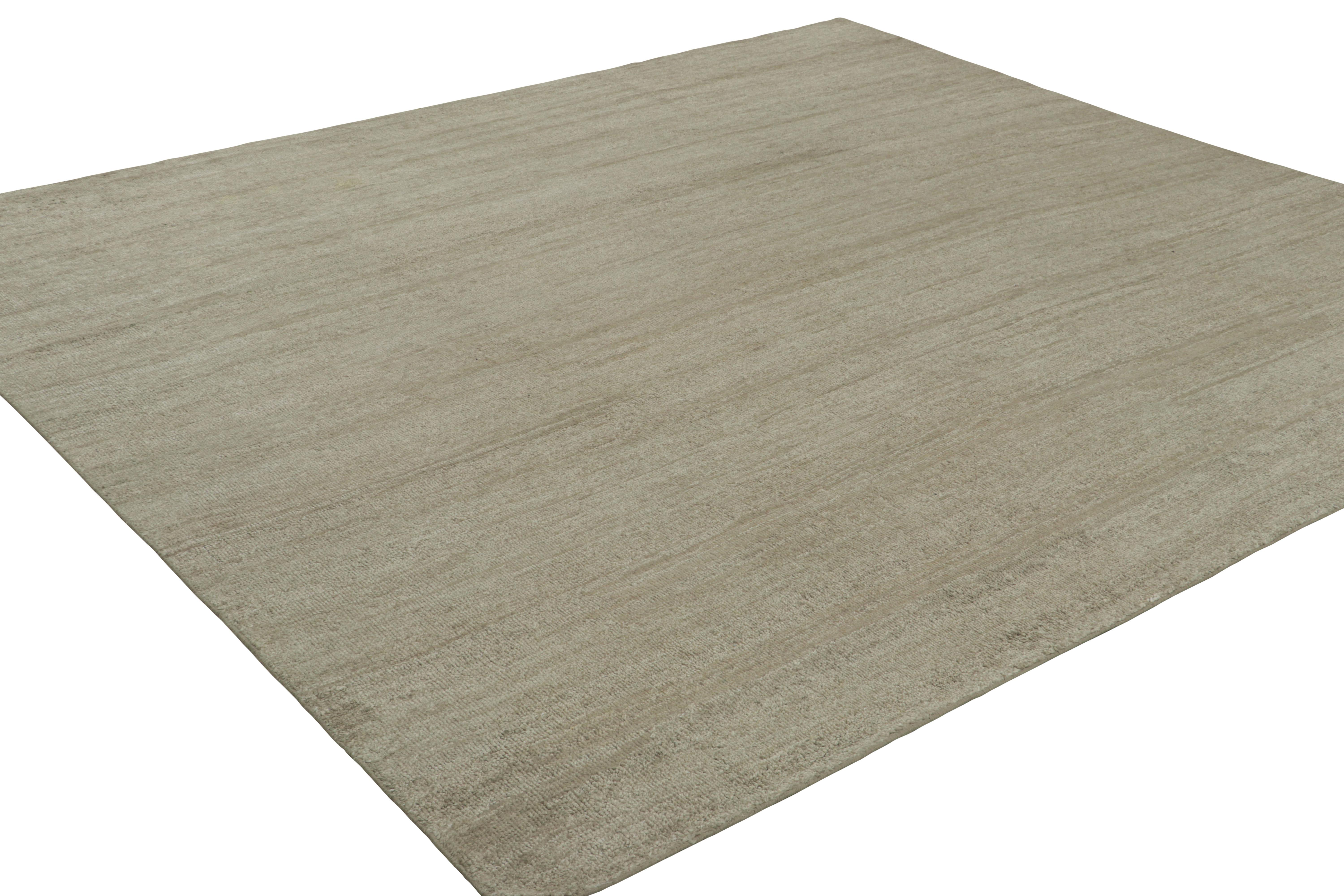 Indian Rug & Kilim’s Monochromatic Textural Rug in Green For Sale