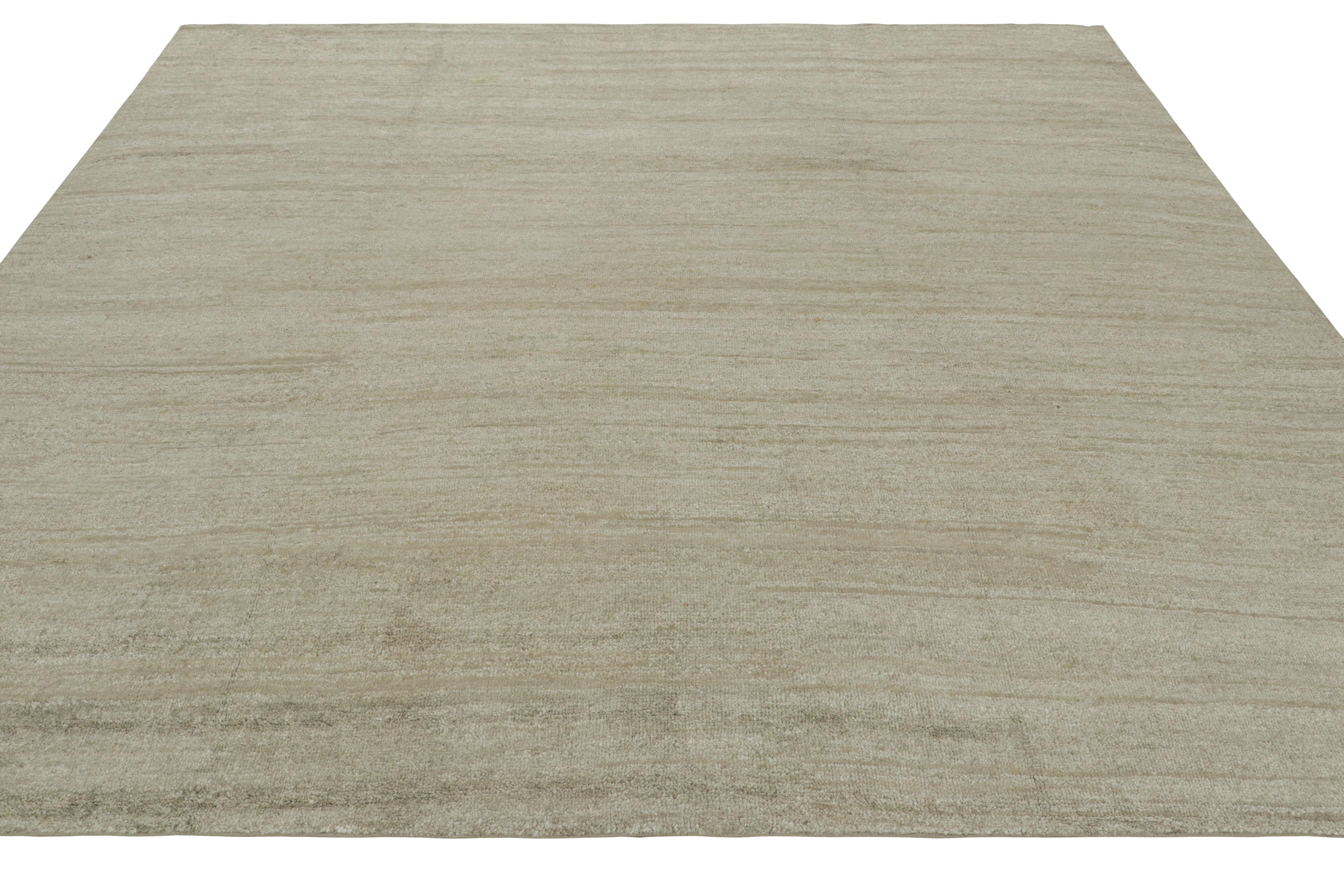 Hand-Knotted Rug & Kilim’s Monochromatic Textural Rug in Green For Sale