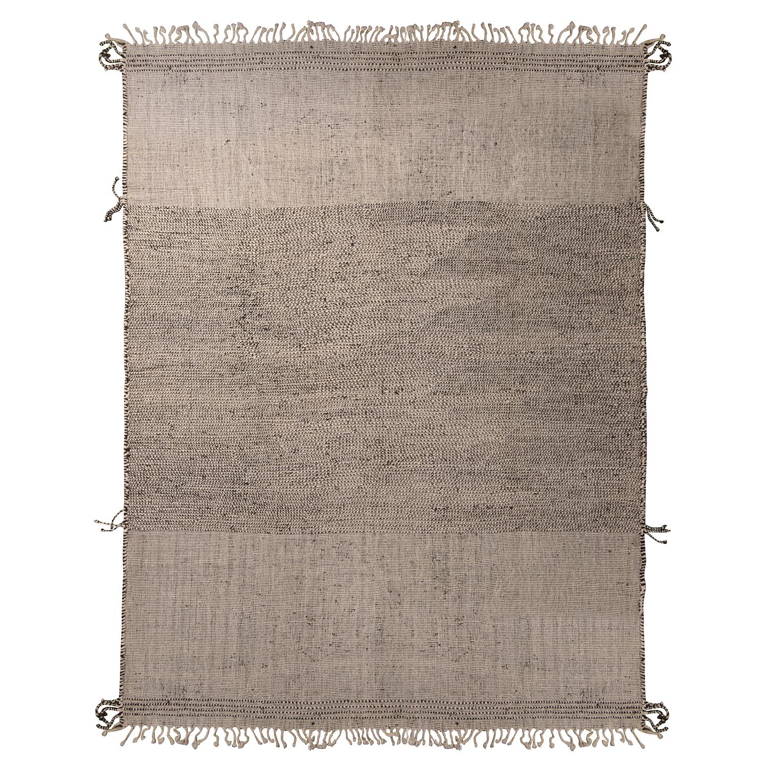 Tapis et tapis Kilims de style berbère marocain géométrique en laine blanche et noire