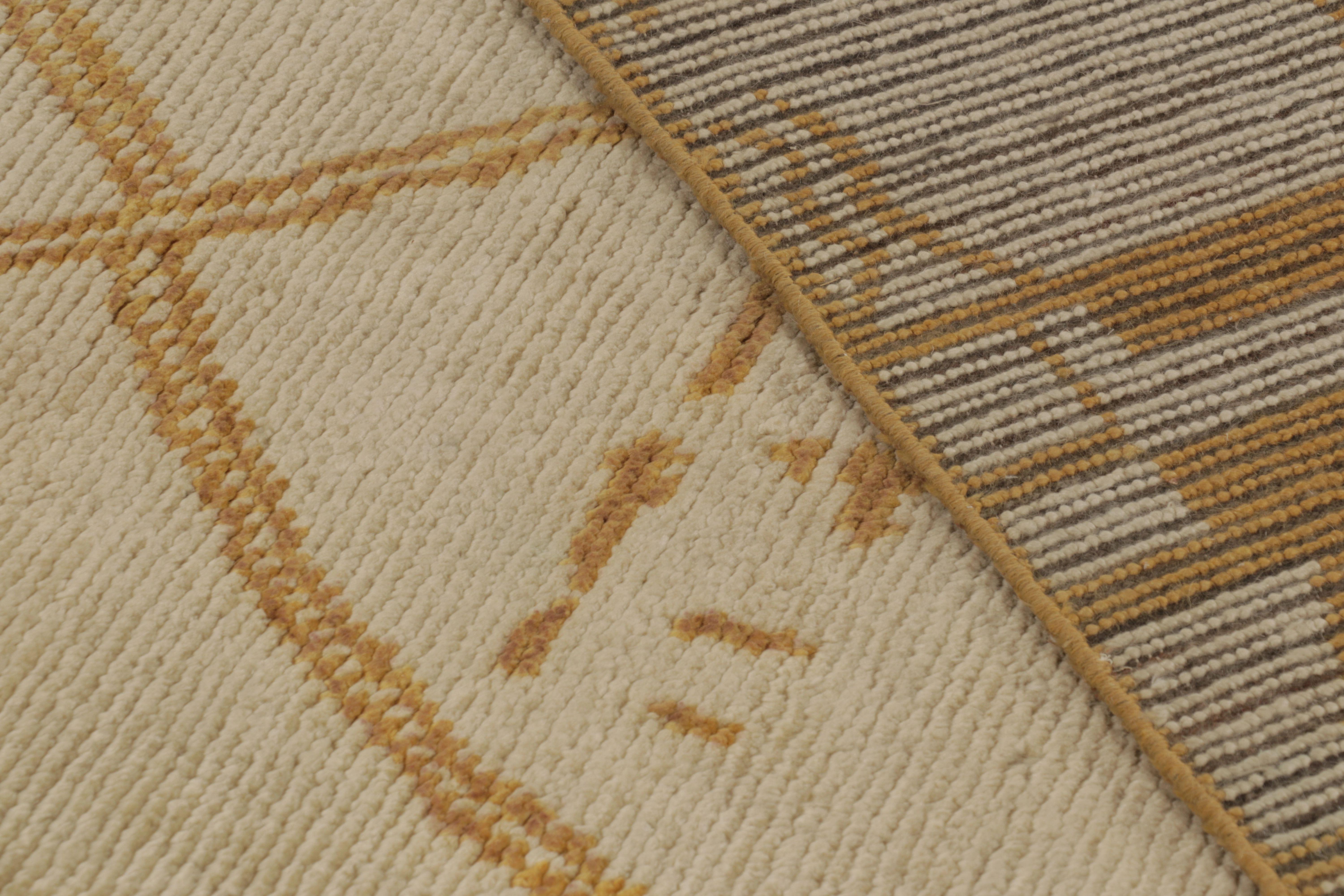 Rug & Kilim’s Moroccan-Inspired Rug, Beige with Primitivist Geometry in Rust For Sale 1