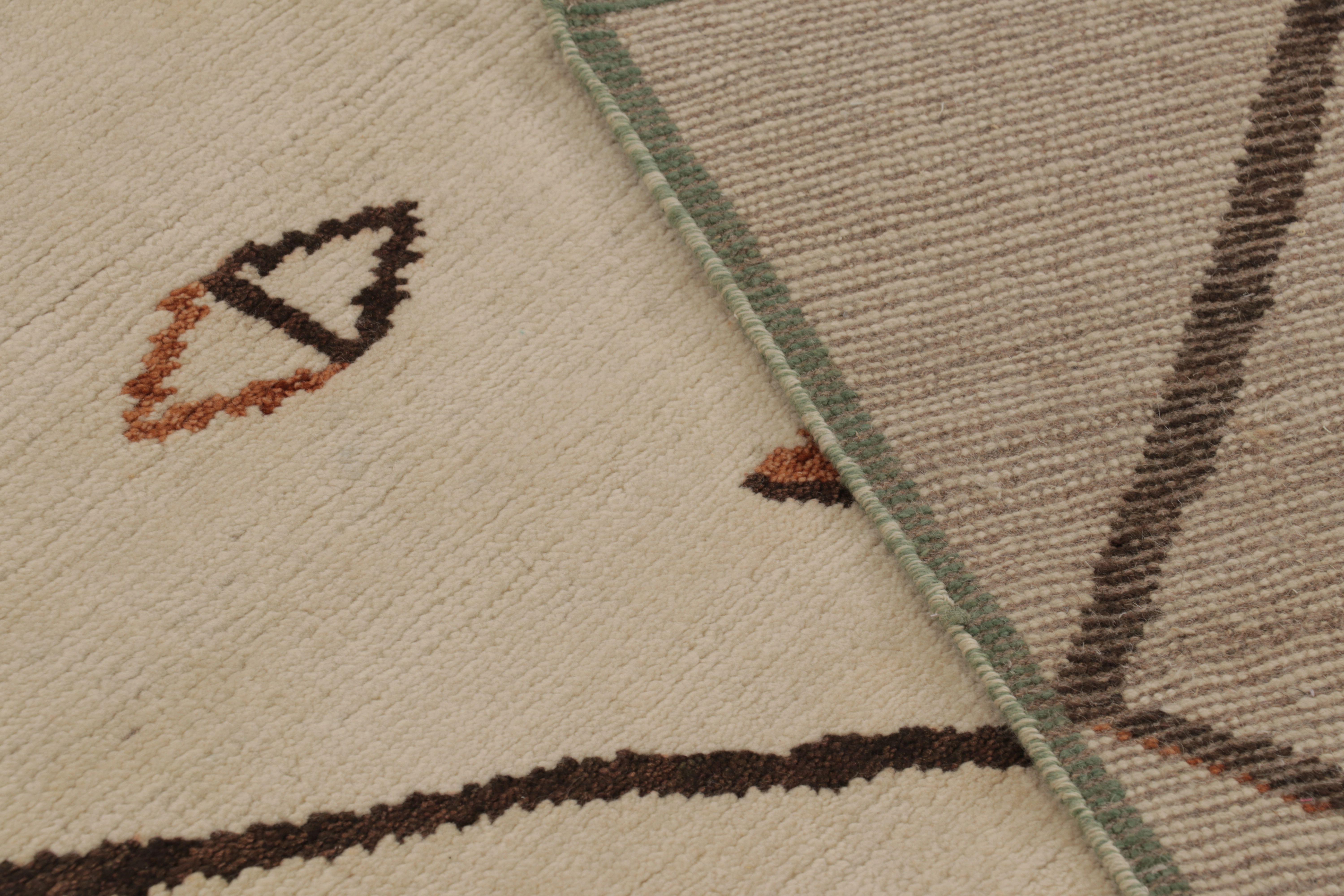 Lana Rug & Kilim - Tappeto di ispirazione marocchina, avorio e marrone con reticolo tribale in vendita