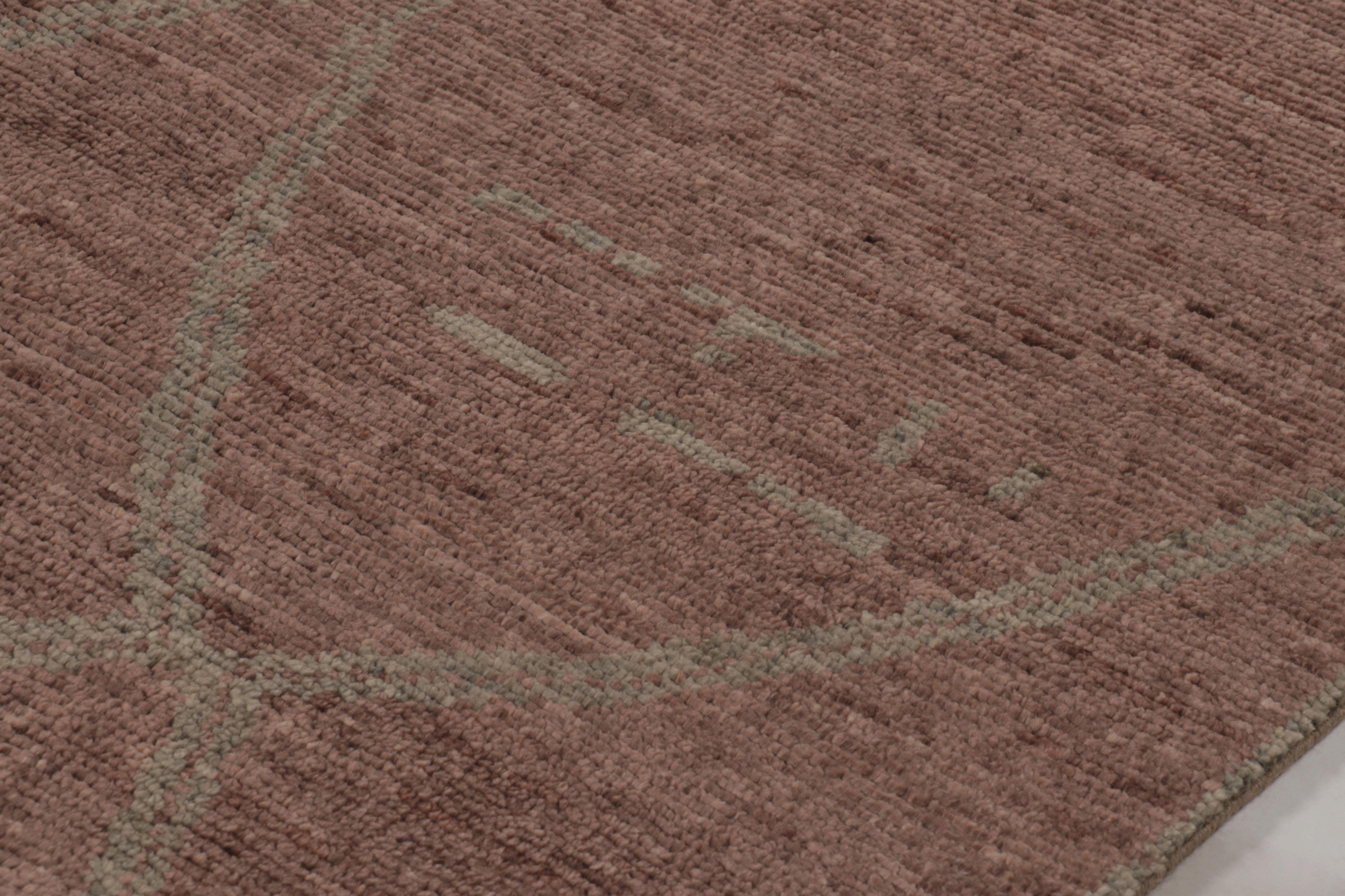 Marokkanisch inspirierter Teppich von Rug & Kilim, mauve und grau mit Tribal-Gitter (Handgeknüpft) im Angebot