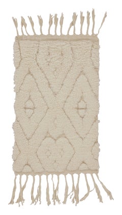 Rug & Kilim’s Moroccan-Inspired Shag Rug in White with Geometric Pattern