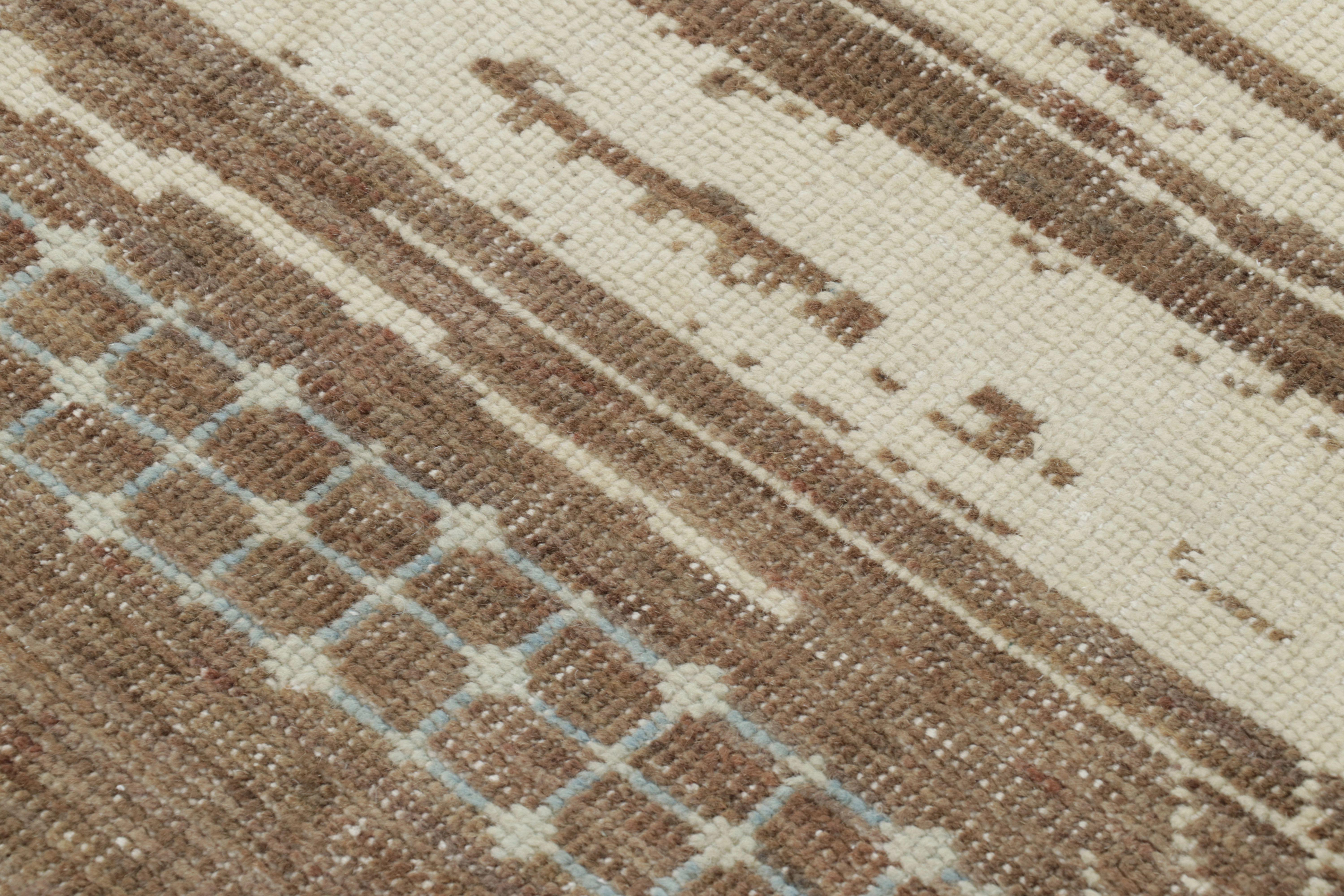 Rug & Kilim’s Moroccan-Inspired Square Rug, Brown and Cream Primitivist Geometry In New Condition For Sale In Long Island City, NY