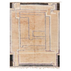 Alfombra marroquí Rug & Kilim con motivos geométricos Art Déco en beige, marrón y azul