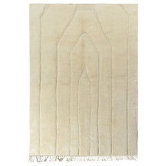 Alfombra marroquí Rug & Kilim en beige-blanco, diseño geométrico alto-bajo