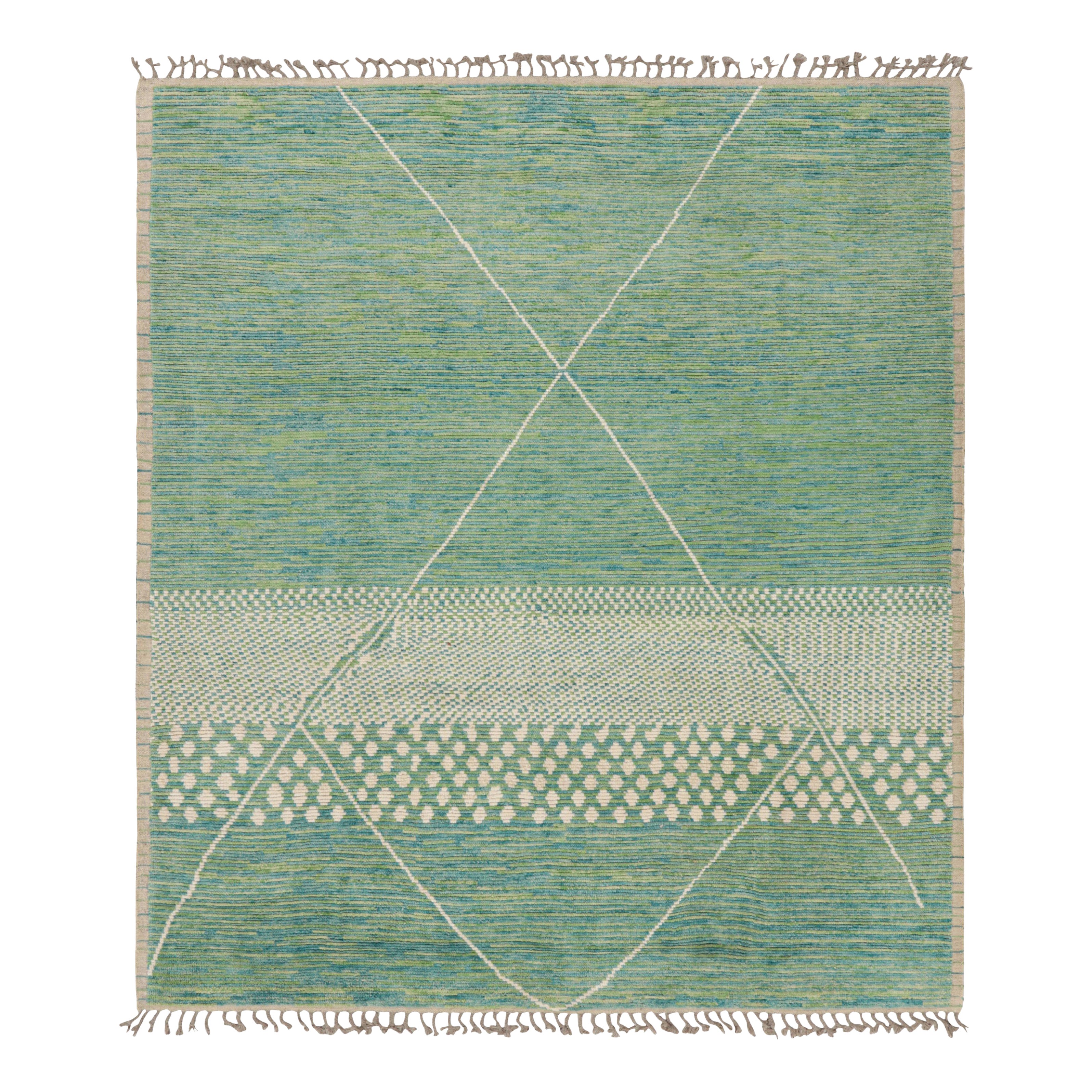 Marokkanischer Teppich von Rug & Kilim in Blau, Grün und Beige mit geometrischen Mustern