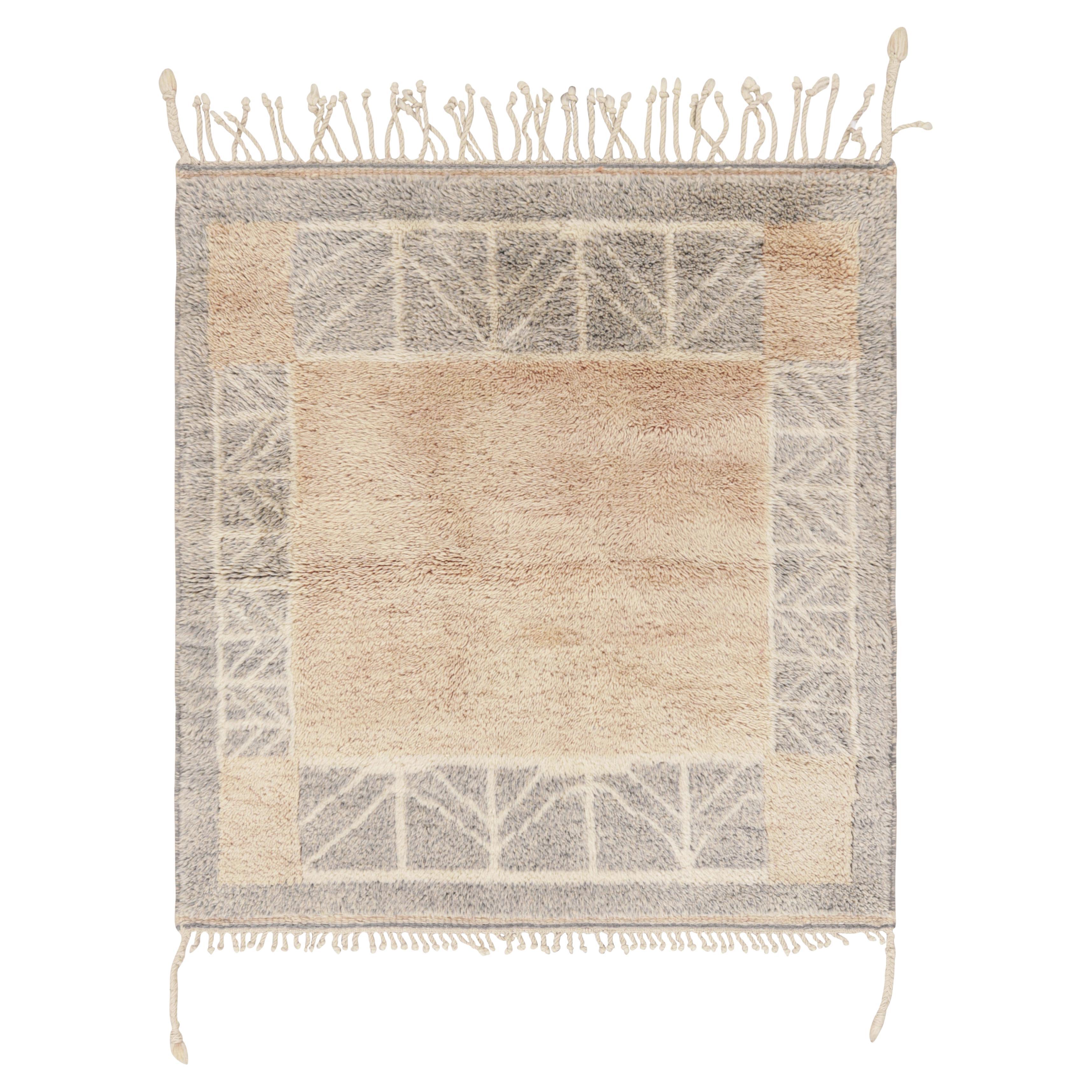 Marokkanischer Teppich von Rug & Kilim in Braun und Blau mit geometrischen Art Deco-Mustern