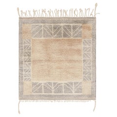 Rug & Kilim’s Moroccan Rug in Brown and Blue Art Deco Geometric Patterns