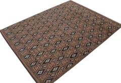 Rug & Kilim’s Moroccan Rug In Brown, Red And Blue Diamond Patterns