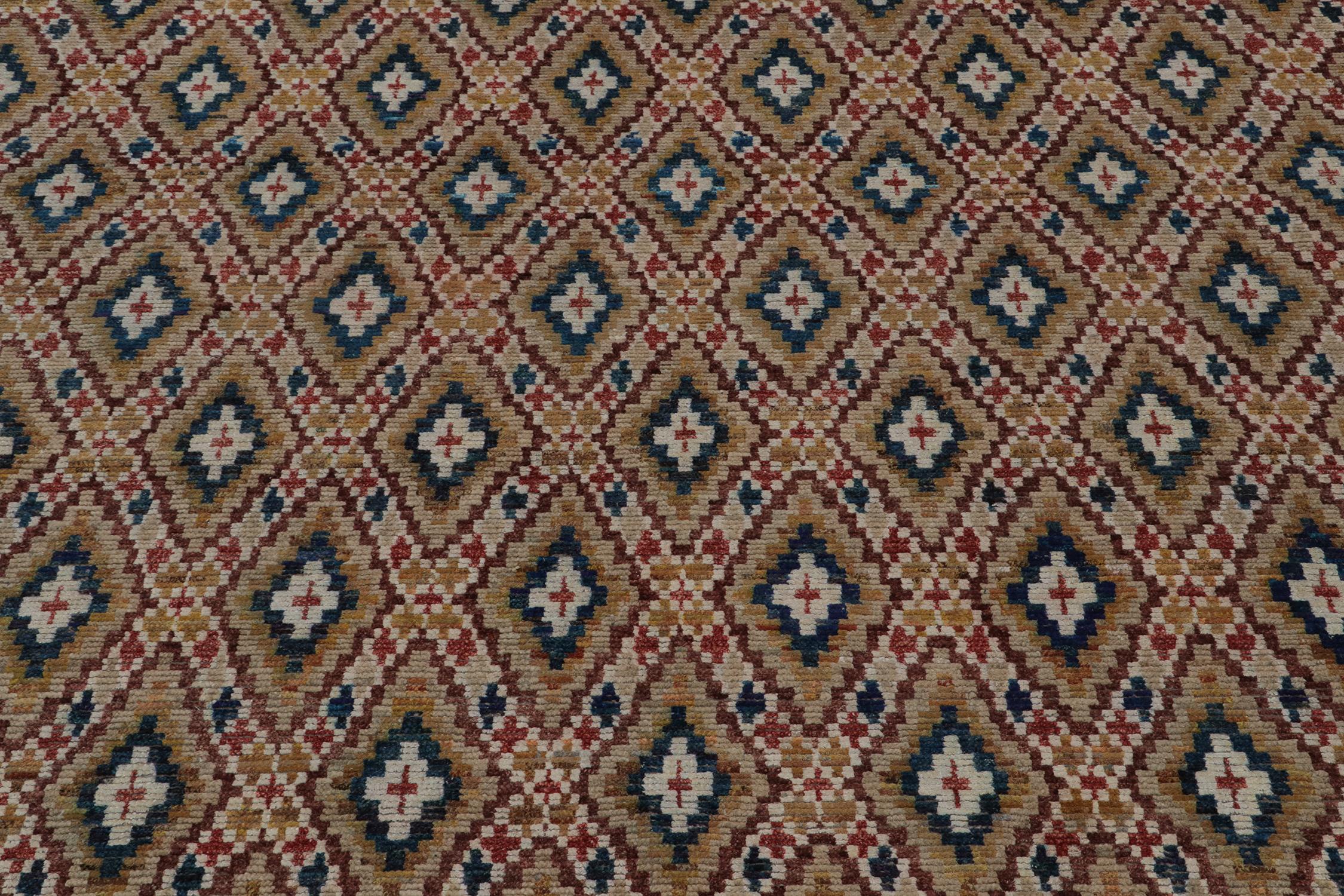 XXIe siècle et contemporain Tapis marocain de Rug & Kilim à motifs de losanges bruns, rouges et bleus en vente