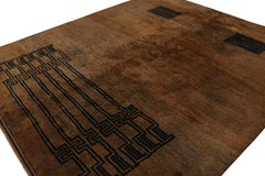 Rug & Kilim’s Moroccan Rug in Brown with Black Geometric Patterns