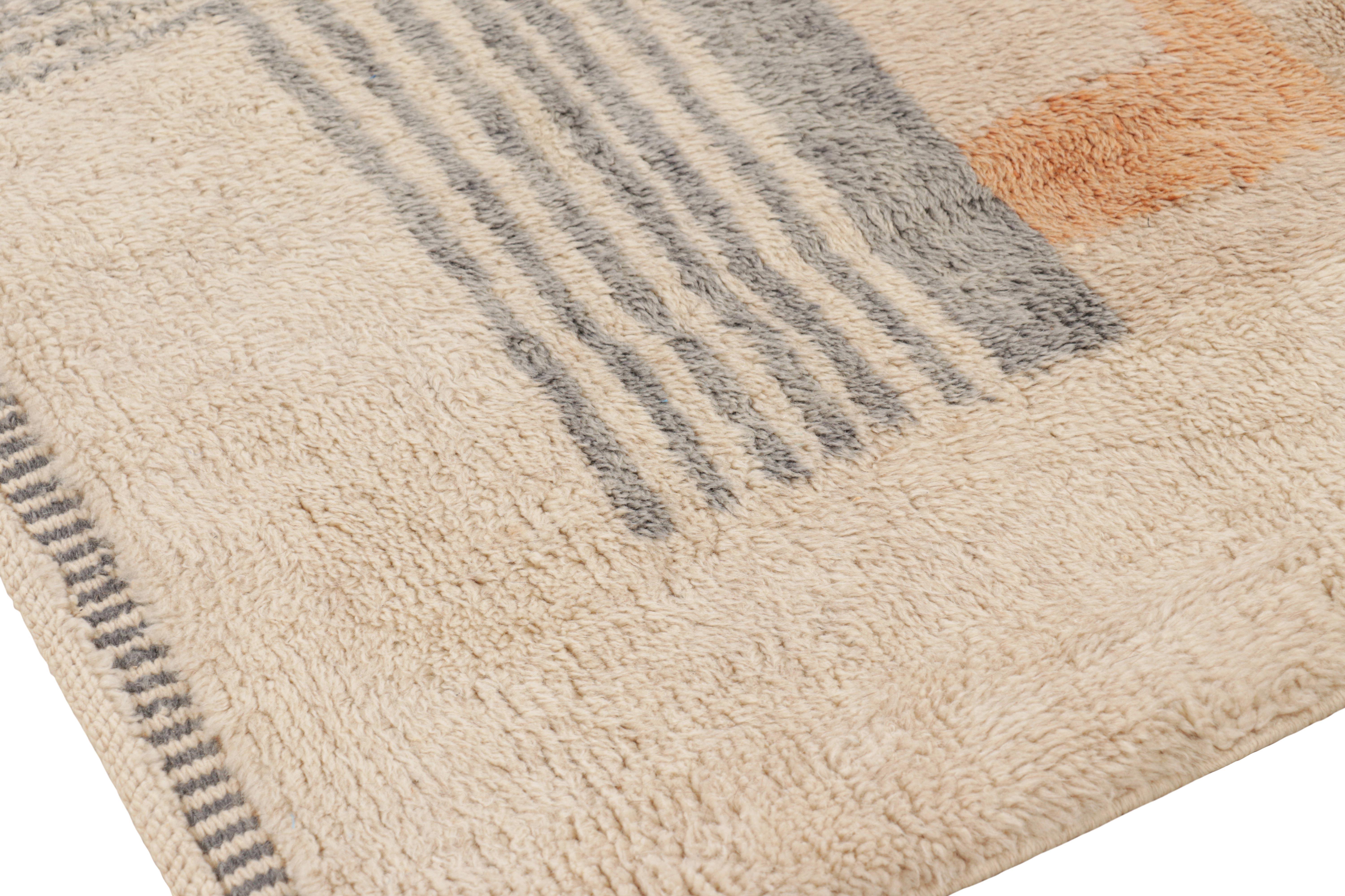 Rug & Kilim's Moroccan Rug in Cream White with Art Deco Style Geometric Patterns (Tapis marocain en blanc crème avec des motifs géométriques de style Art déco) Neuf - En vente à Long Island City, NY