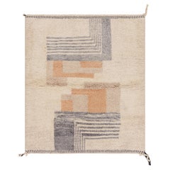 Alfombra marroquí Rug & Kilim en blanco crema con motivos geométricos de estilo Art Déco