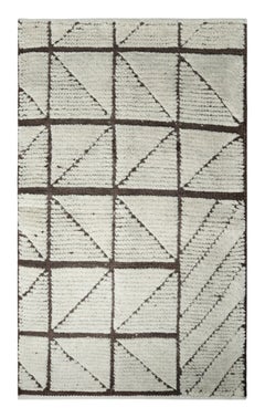 Rug & Kilim's Moroccan Rug in Ivory and Brown with Geometric Design