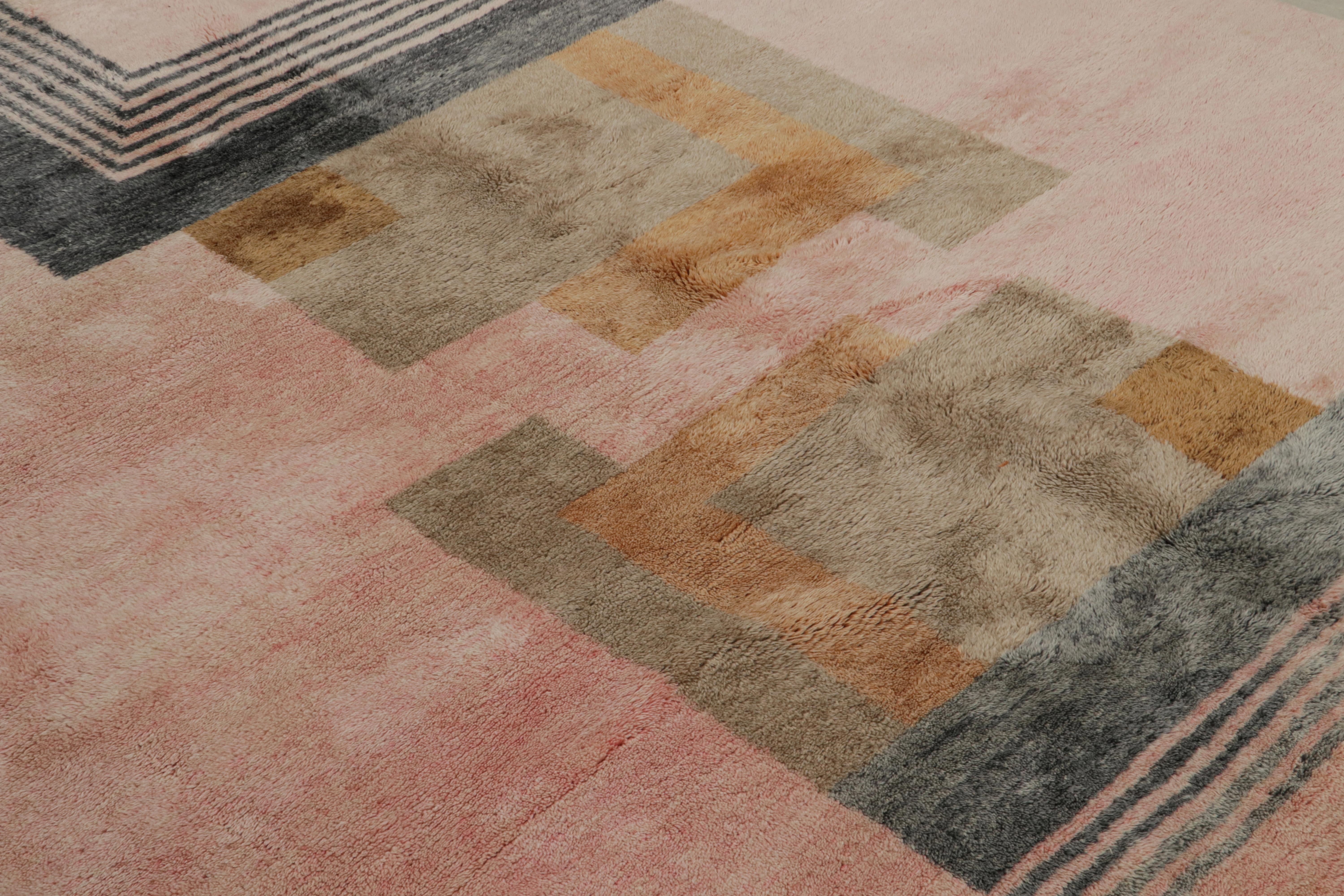 This hand-knotted wool 7x10 Moroccan rug by Rug & Kilim represents an exciting new line of modern tribal rugs. Its design plays Art Deco-style geometric patterns with the lush pile texture of the Berber tradition. It’s one of several pieces handmade